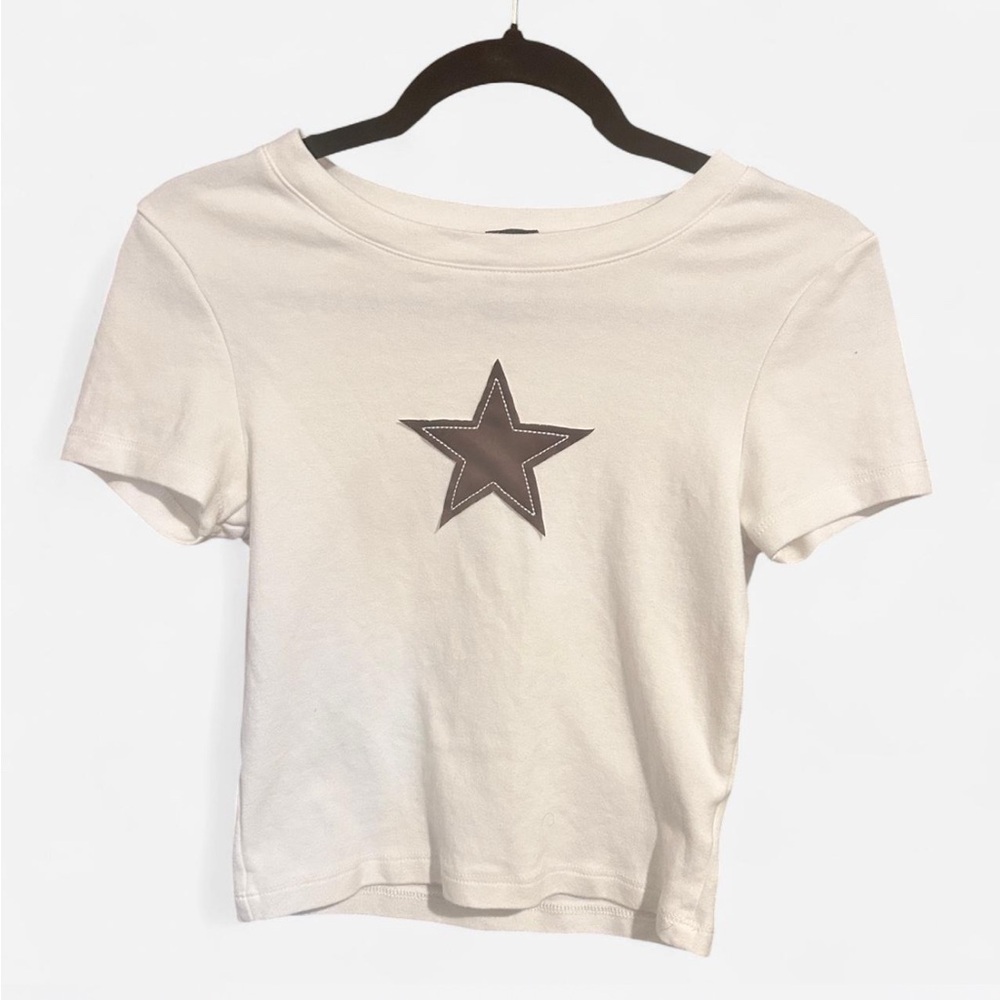 PacSun Cream Crop Top with Brown Star